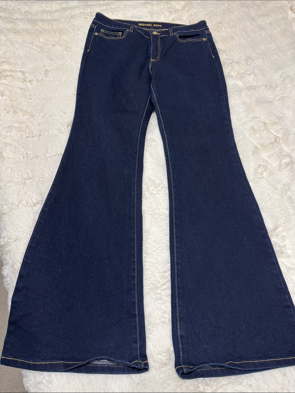 Michael Kors Selma Flare Jeans with Contrast Gold Stitching